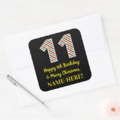 Happy 11th Birthday & Merry Kerstmis, aangepaste n Vierkante Sticker (Envelop)