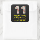 Happy 11th Birthday & Merry Kerstmis, aangepaste n Vierkante Sticker (Tas)