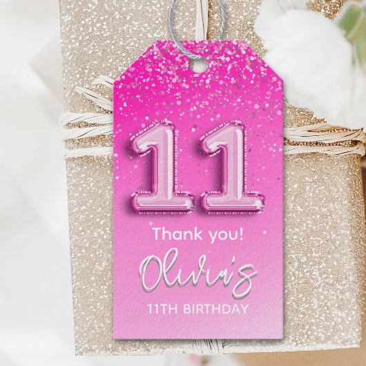 Happy 11th Birthday Pink Balloon for Her Cadeaulabel