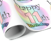 Happy 11th Birthday (roze) Cadeaupapier (Rol Hoek)