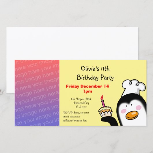 Happy 11th verjaardagsfeestuitnodigingen (Voorkant / Achterkant)