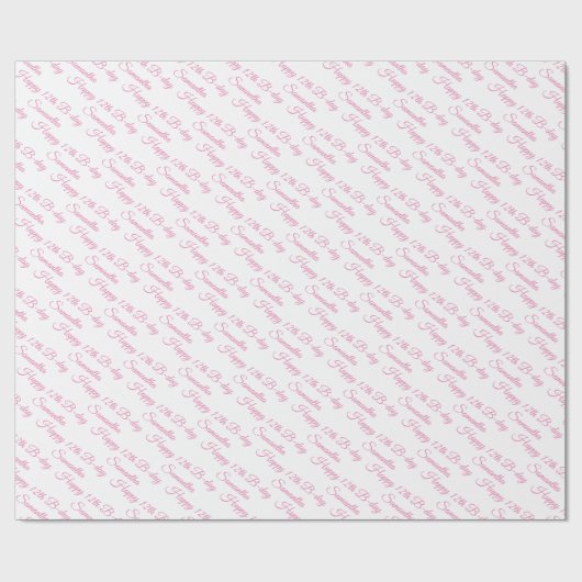 Happy 12th B-Day Samantha Pink Cadeaupapier (Vlak)