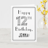 Happy 12th Birthday, Art Deco Style met aangepaste Kaart (Gele Bloem)