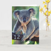 Happy 12th Birthday Australian Koala Wenskaart Kaart (Gele Bloem)