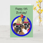Happy 12th Birthday Boxer wenskaart Kaart (Gele Bloem)