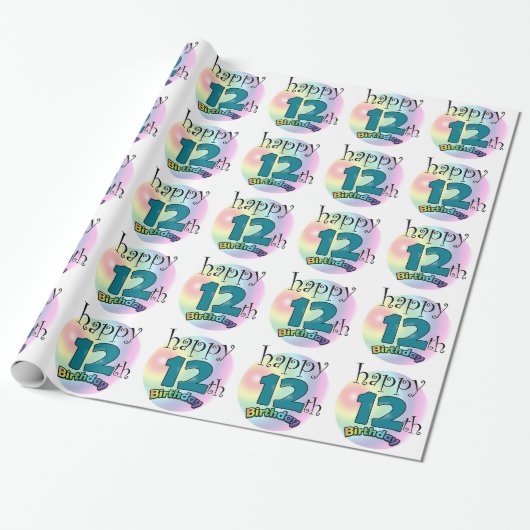 Happy 12th Birthday Cadeaupapier (Uitgerold)