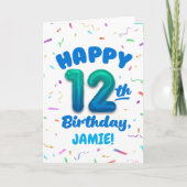 Happy 12th Birthday Card with Custom Name Kaart (Voorkant)
