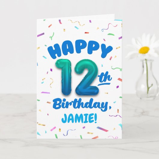 Happy 12th Birthday Card with Custom Name Kaart (Kleine Plant)