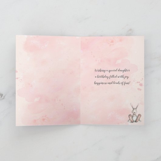 Happy 12th Birthday Daughter Waterverf Bunny Kaart (Binnen)