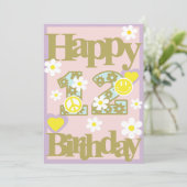 Happy 12th Birthday – Meisjes Kaart met bloemen (Staand voorkant)