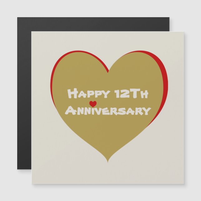 Happy 12th Jubileum Magnet (Voorkant / Achterkant)