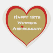 Happy 12th Wedding Jubileum Hart Sticker (Voorkant)