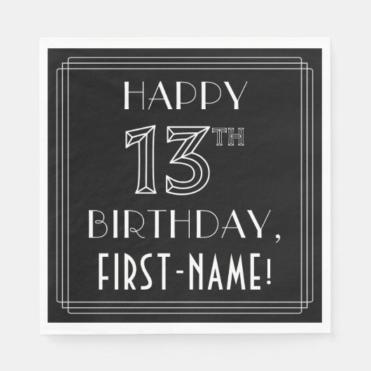 HAPPY 13TH BIRTHDAY; Art Deco Style; aangepaste na Servet (Voorkant)