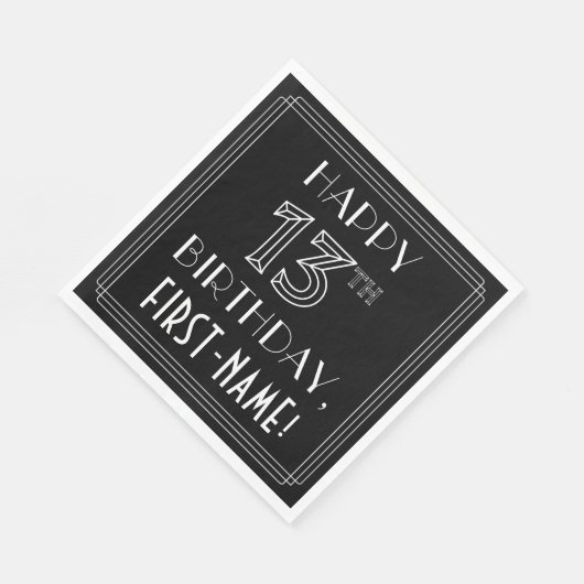 HAPPY 13TH BIRTHDAY; Art Deco Style; aangepaste na Servet (Hoek)