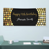 Happy 13th Birthday Banner Black en Gold Glitter (Beurs)