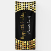 Happy 13th Birthday Banner Black en Gold Glitter (Verticaal)