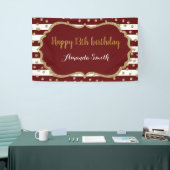 Happy 13th Birthday Banner Burgundy Gold Glitter (Beurs)