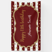 Happy 13th Birthday Banner Burgundy Gold Glitter (Verticaal)