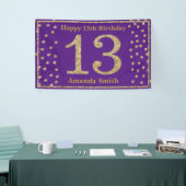 Happy 13th Birthday Banner Paars en Gold Glitter (Beurs)