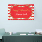 Happy 13th Birthday Banner Red Gold Glitter (Beurs)