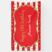 Happy 13th Birthday Banner Red Gold Glitter (Verticaal)