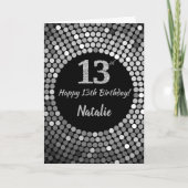 Happy 13th Birthday Black and Silver Glitter Card Kaart (Voorkant)