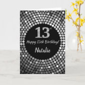 Happy 13th Birthday Black and Silver Glitter Card Kaart (Gele Bloem)