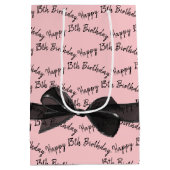 Happy 13th Birthday Black Bow On Pink Medium Cadeauzakje (Achterkant)