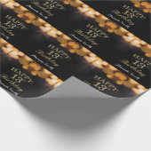 Happy 13th Birthday Black en Gold Glitter Cadeaupapier (Hoek)