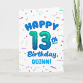Happy 13th Birthday Card with Custom Name Kaart (Voorkant)