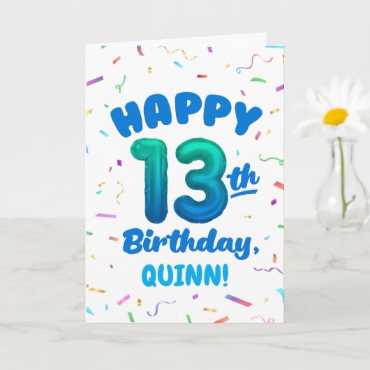 Happy 13th Birthday Card with Custom Name Kaart (Kleine Plant)