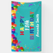 Happy 13th Birthday Colorful Balloons Blauwgroen Spandoek (Verticaal)
