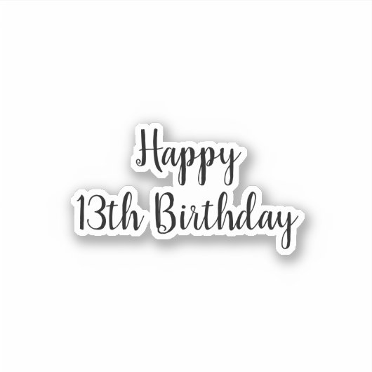 Happy 13th Birthday Eenvoudige Minimalistische Cus Sticker (Voorkant)