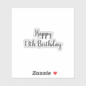 Happy 13th Birthday Eenvoudige Minimalistische Cus Sticker (Vel)