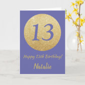 Happy 13th Birthday en Gold Glitter Kaart (Gele Bloem)
