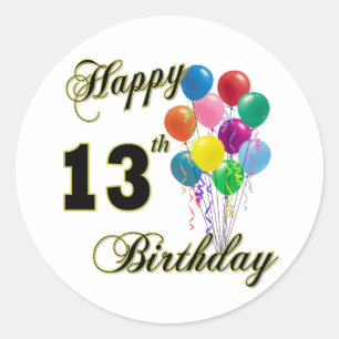 Happy 13th Birthday Gifts en Birthday Apparel Ronde Sticker