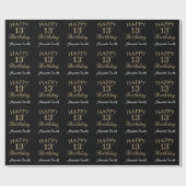 Happy 13th Birthday Gold Glitter Wrapping Paper Cadeaupapier (Vlak)