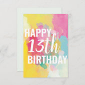 Happy 13th Birthday Kaart ("Gradients Waterverf") (Voorkant / Achterkant)