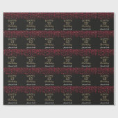 Happy 13th Birthday Red Black en Gold Glitter Cadeaupapier (Vlak)