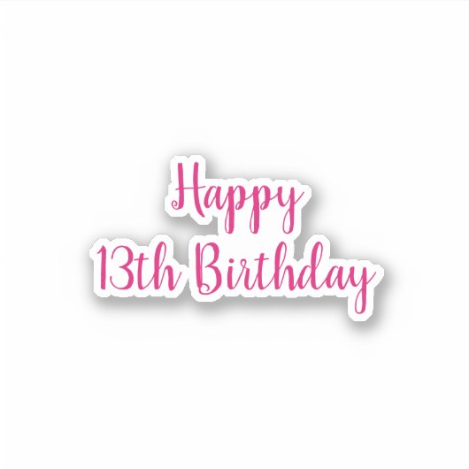 Happy 13th Birthday Simple Minimalist Pink Custom Sticker (Voorkant)