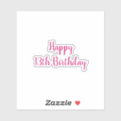 Happy 13th Birthday Simple Minimalist Pink Custom Sticker (Vel)