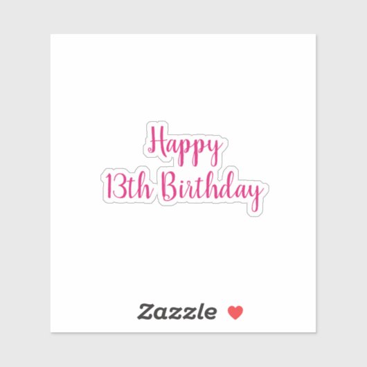 Happy 13th Birthday Simple Minimalist Pink Custom Sticker (Vel)