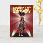 Happy 13th Birthday Tiener ster deva op het podium Kaart (Gele Bloem)