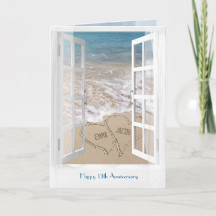 Happy 13th Jubileum open strand window Kaart
