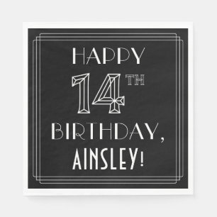 HAPPY 14th BIRTHDAY; Art Deco Style; aangepaste na Servet