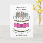 Happy 14th Birthday Cake and Candles Kaart (Gele Bloem)