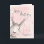 Happy 14th Birthday Daughter Waterverf Bunny Kaart<br><div class="desc">Een mooie verjaardagskaart voor de 14de verjaardag van je dochter met een waterverf konijnenkonijn die op de hoek en haar leeftijd subtiel naar de roze en grijze waterverf achtergrond kijkt. Ontworpen door Robin Simpel; waterverf elementen van Design Cuts.</div>