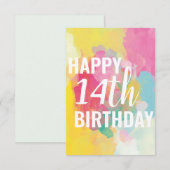 Happy 14th Birthday Kaart ("Gradients Waterverf") (Voorkant / Achterkant)