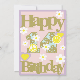 Happy 14th Birthday – Meisjes Kaart met bloemen