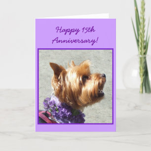 Happy 15th Anniversary Yorkshire Terrier card Kaart
